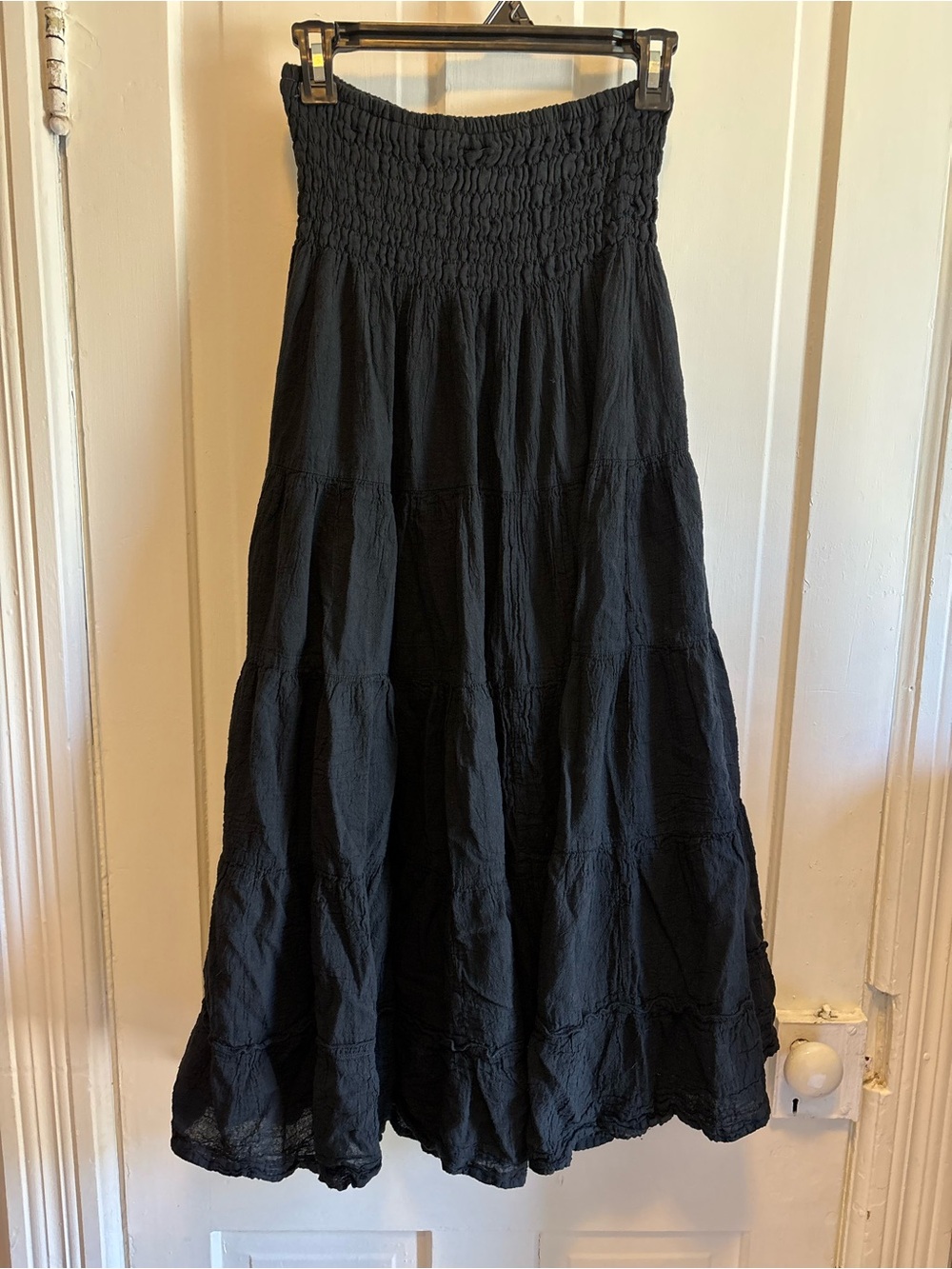 Cottonflower Black Gauze Tiered Maxi Skirt One Size